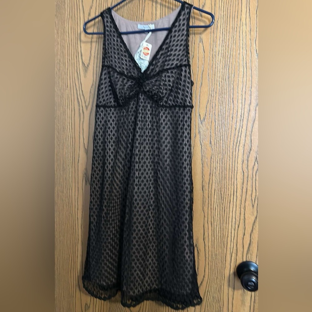 NWT: Black lace dress w/pale pink lining